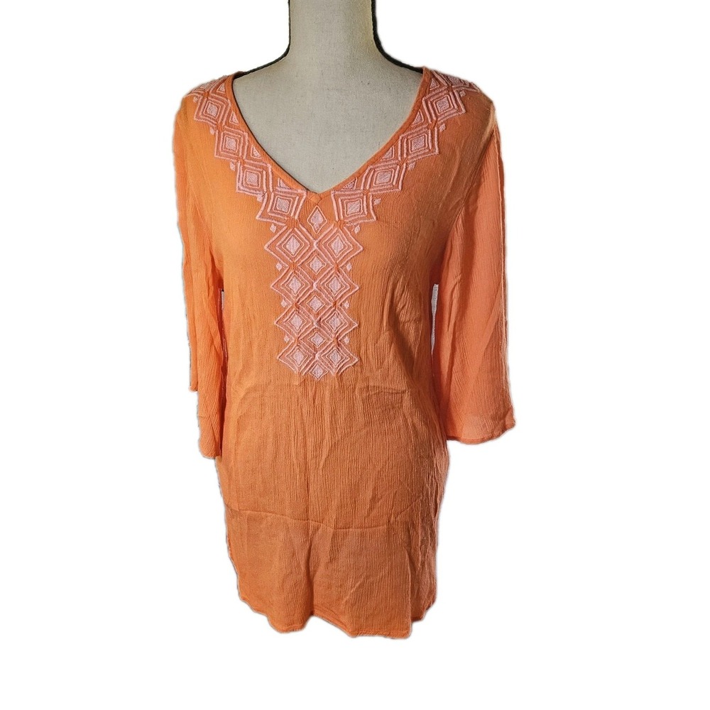 Lilly Pulitzer Camilla Orange Embroidered Gauze Boho,Hippie,Festival, Tunic Sz S